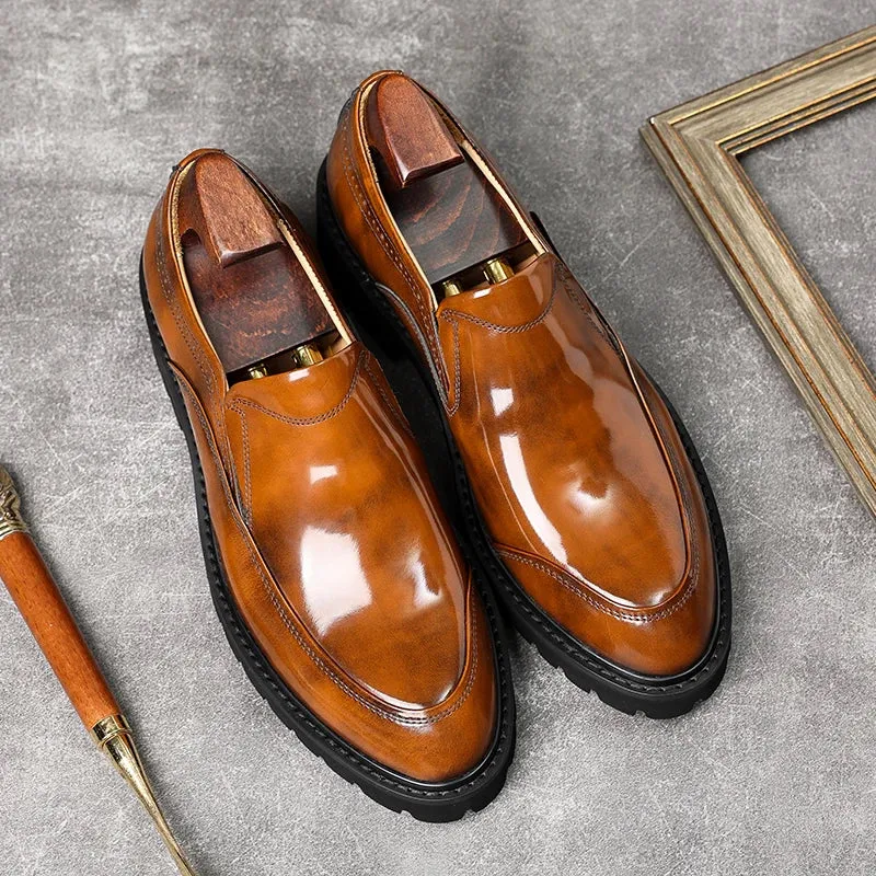 Luxury Chunky Loafers For Men Genuine Leather Slip On Classic Dress Shoe Black Brown Formal Summer Oxford Shoes For Men Platform