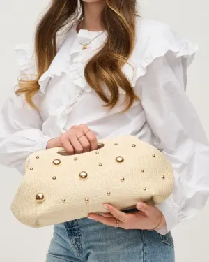 Mallory Studded Clutch - Ivory
