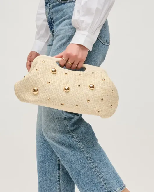 Mallory Studded Clutch - Ivory