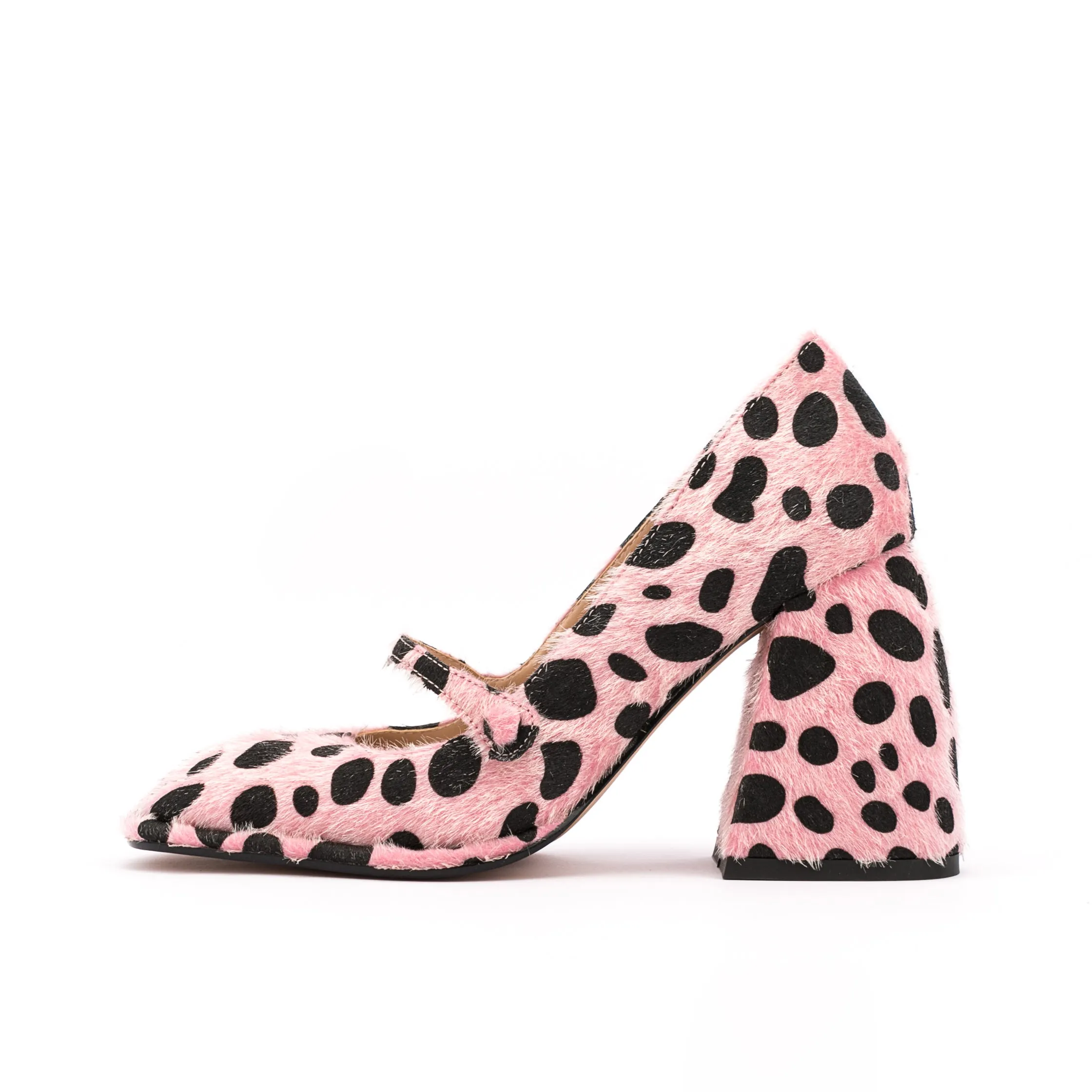 Mary Jane Sqaure Toe Leopard Pumps Chunky Heels for Women
