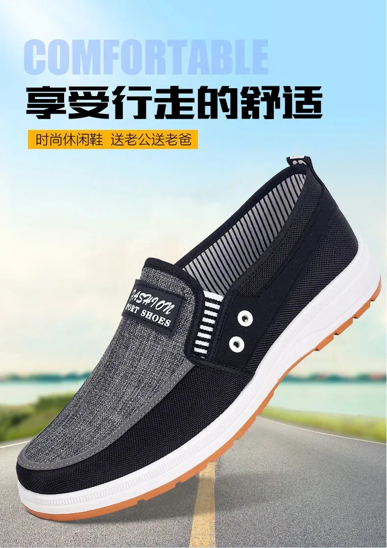 Mens Casual Shoes Slip on Canvas Fashion Sneakers Breathable Summer Walking Loafers Non Slip Comfortable Youth Skate Flats