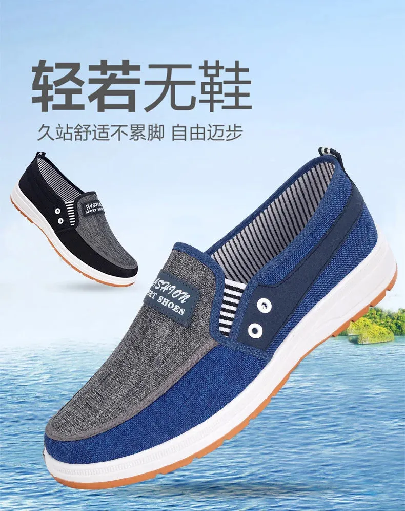 Mens Casual Shoes Slip on Canvas Fashion Sneakers Breathable Summer Walking Loafers Non Slip Comfortable Youth Skate Flats