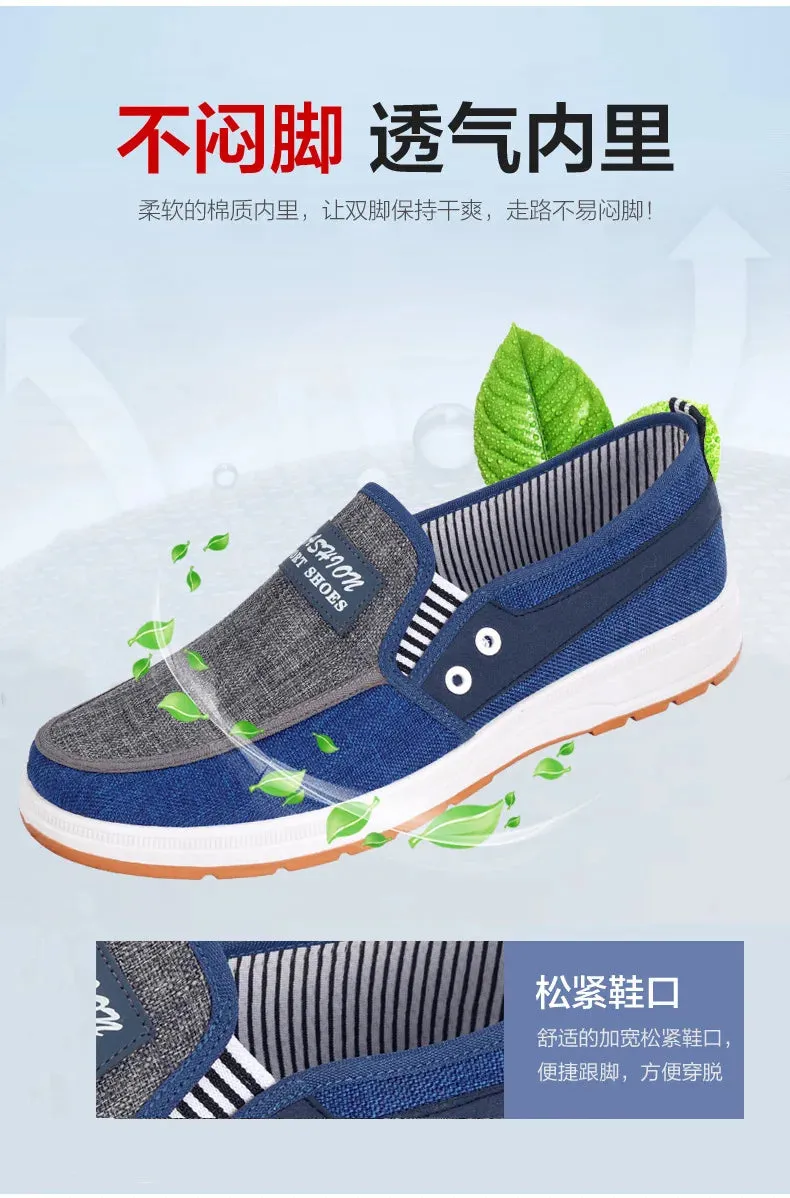 Mens Casual Shoes Slip on Canvas Fashion Sneakers Breathable Summer Walking Loafers Non Slip Comfortable Youth Skate Flats