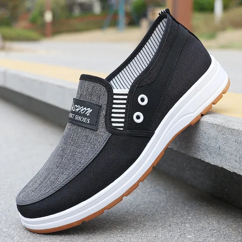 Mens Casual Shoes Slip on Canvas Fashion Sneakers Breathable Summer Walking Loafers Non Slip Comfortable Youth Skate Flats
