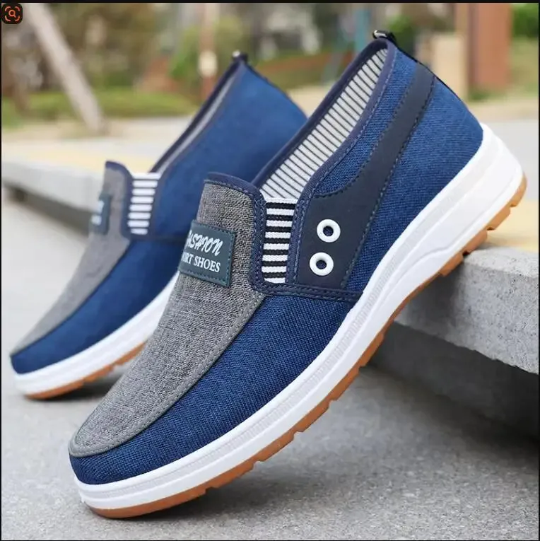 Mens Casual Shoes Slip on Canvas Fashion Sneakers Breathable Summer Walking Loafers Non Slip Comfortable Youth Skate Flats