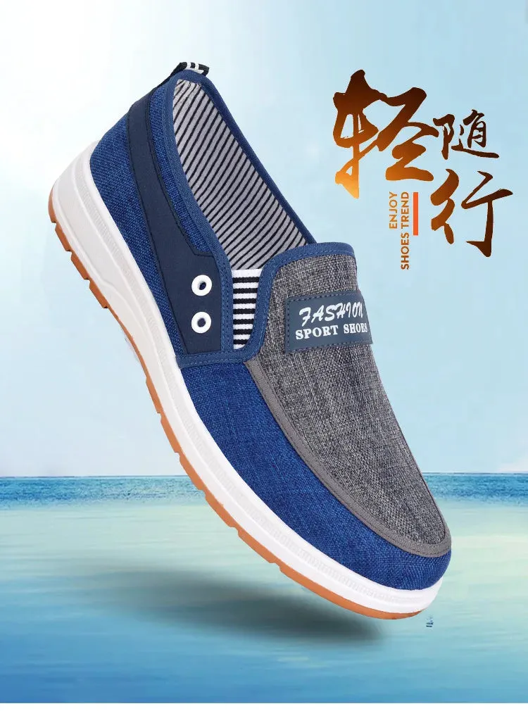 Mens Casual Shoes Slip on Canvas Fashion Sneakers Breathable Summer Walking Loafers Non Slip Comfortable Youth Skate Flats