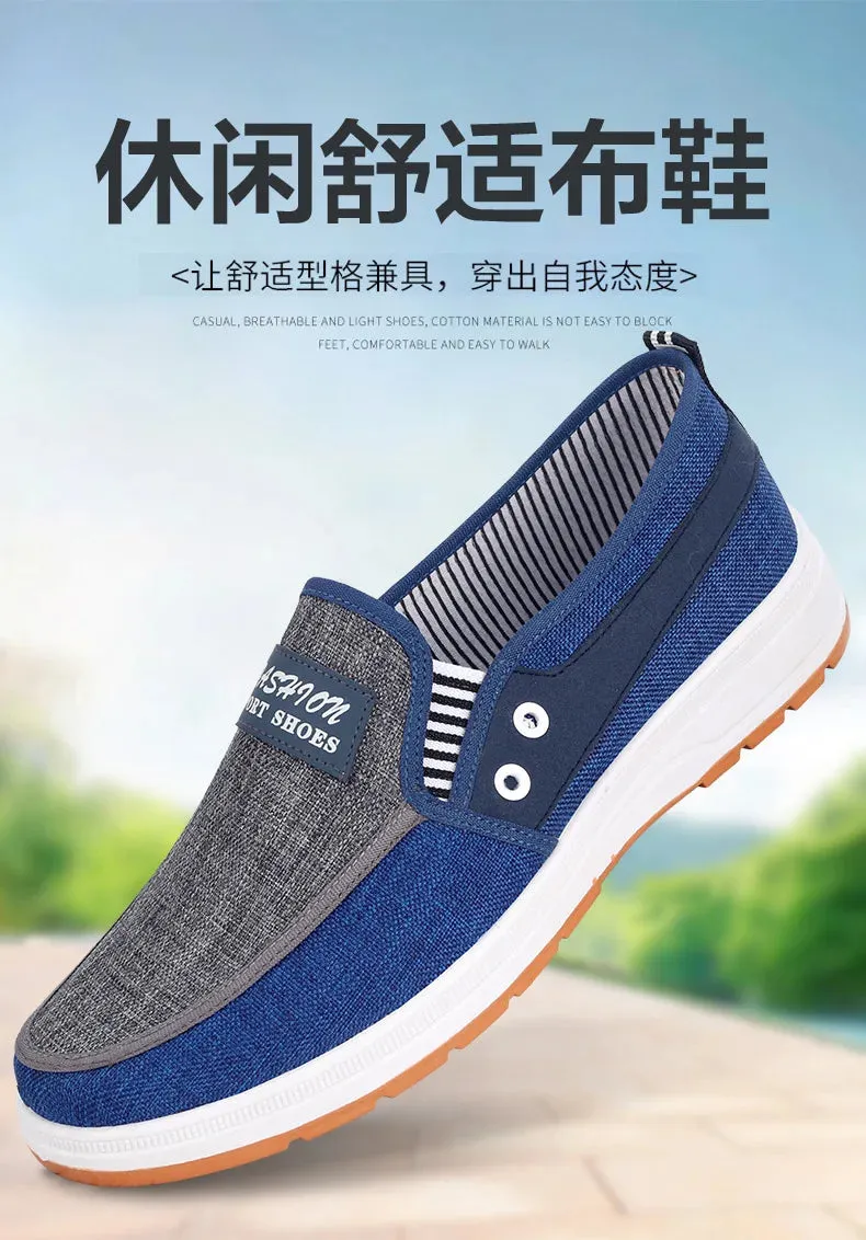 Mens Casual Shoes Slip on Canvas Fashion Sneakers Breathable Summer Walking Loafers Non Slip Comfortable Youth Skate Flats