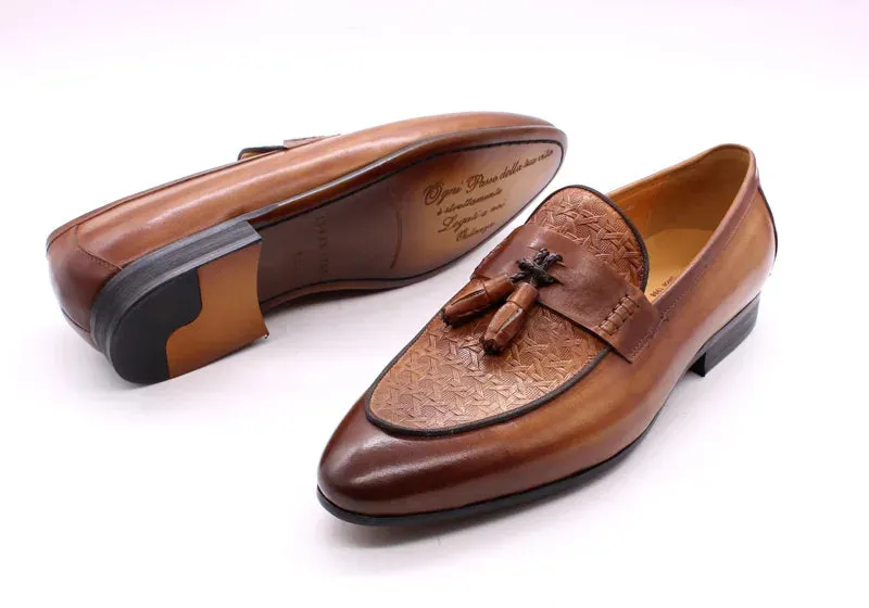 Men's Genuine Leather Luxury Italian Tassel Loafers Shoes