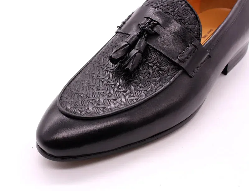 Men's Genuine Leather Luxury Italian Tassel Loafers Shoes