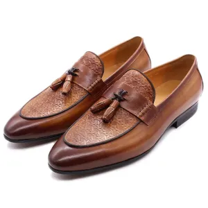Men's Genuine Leather Luxury Italian Tassel Loafers Shoes
