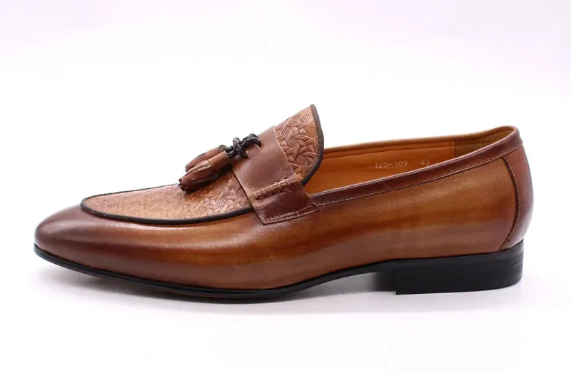 Men's Genuine Leather Luxury Italian Tassel Loafers Shoes