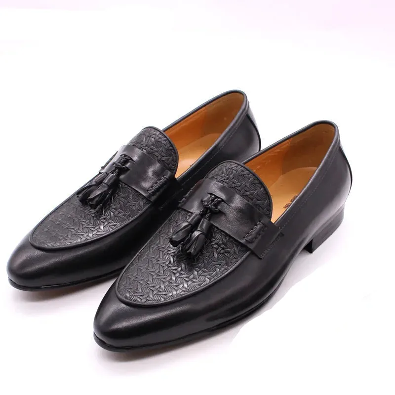 Men's Genuine Leather Luxury Italian Tassel Loafers Shoes