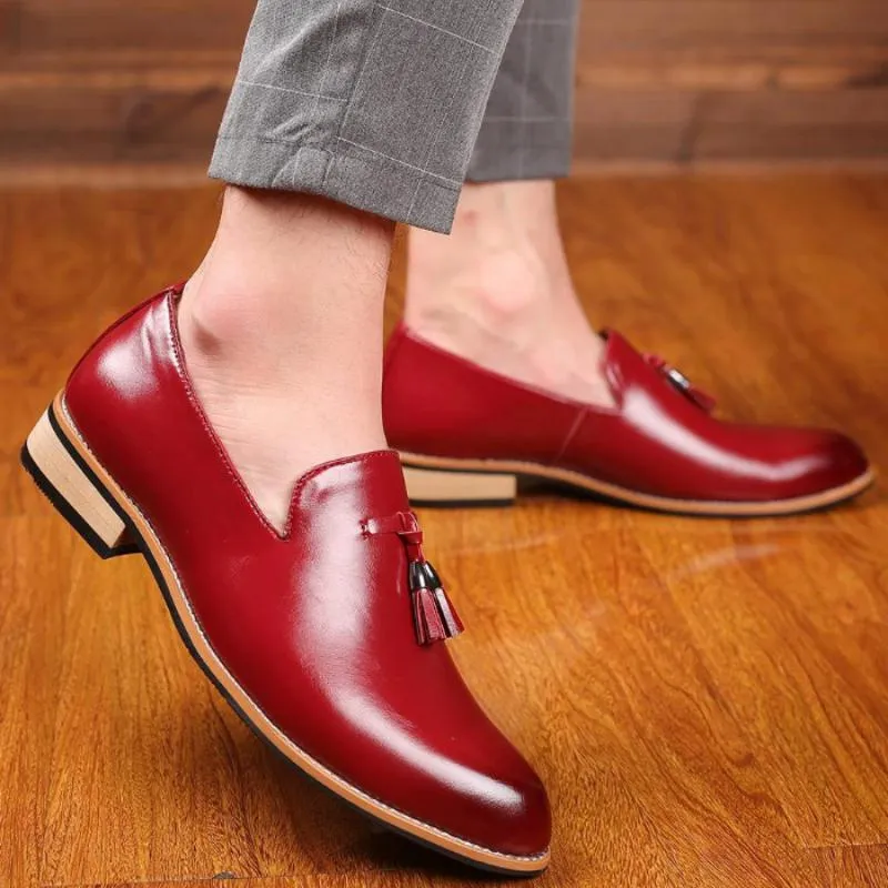 Men's  Leather Slip-Ons With Pointed Toe