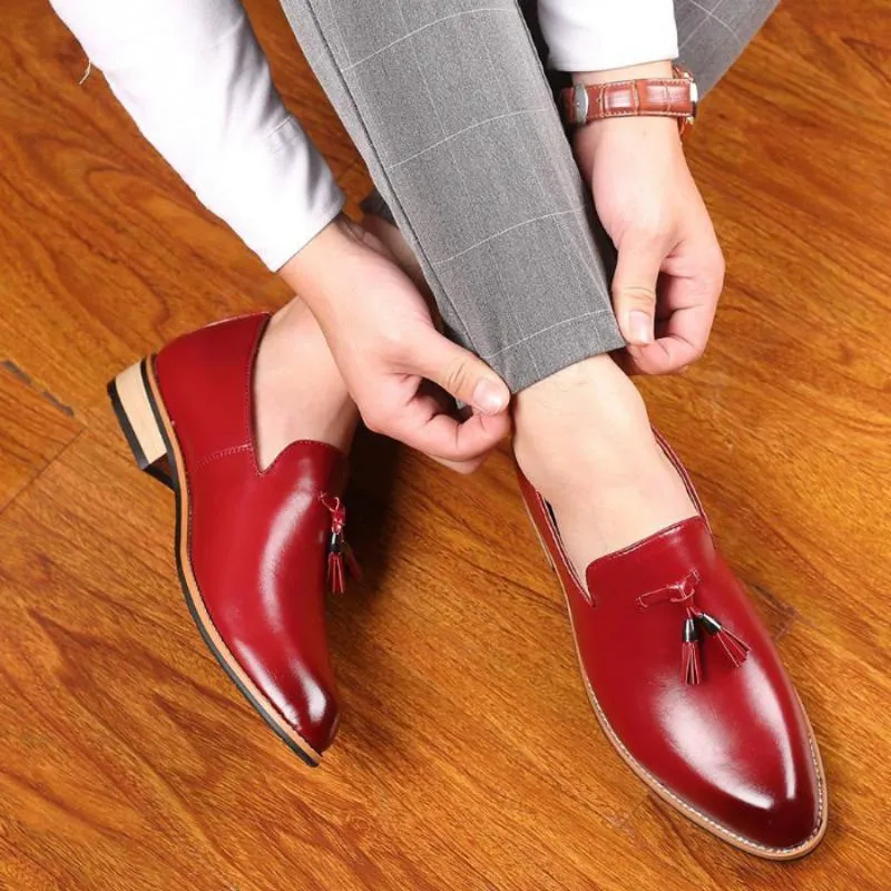 Men's  Leather Slip-Ons With Pointed Toe