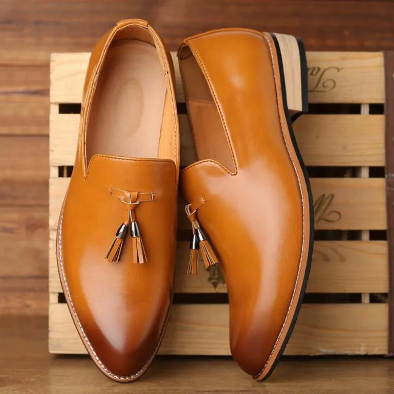 Men's  Leather Slip-Ons With Pointed Toe