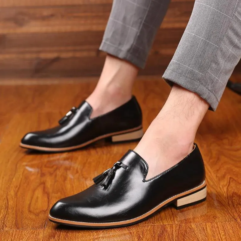 Men's  Leather Slip-Ons With Pointed Toe