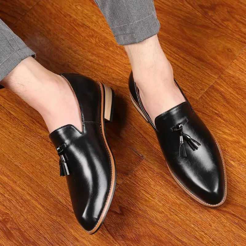 Men's  Leather Slip-Ons With Pointed Toe