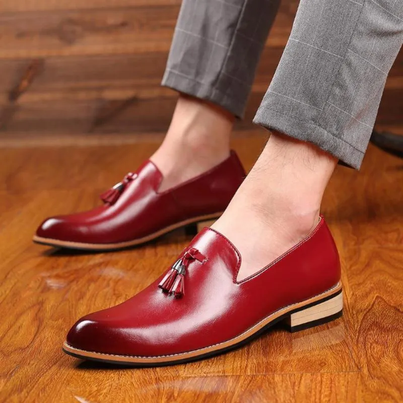 Men's  Leather Slip-Ons With Pointed Toe