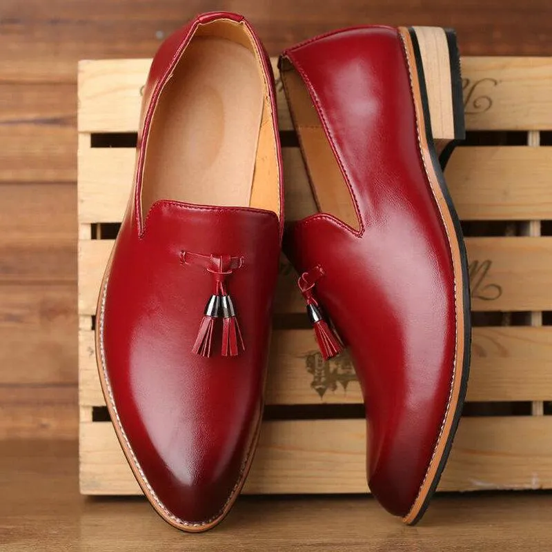 Men's  Leather Slip-Ons With Pointed Toe