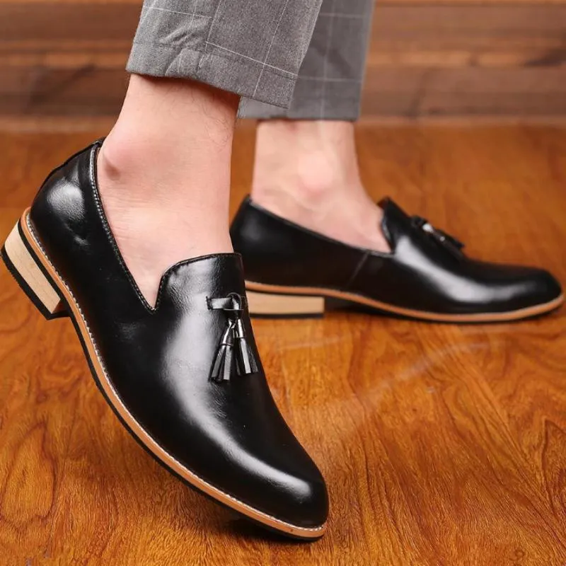 Men's  Leather Slip-Ons With Pointed Toe