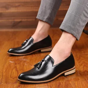 Men's  Leather Slip-Ons With Pointed Toe