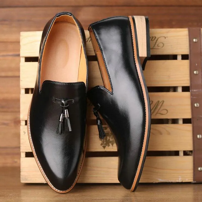 Men's  Leather Slip-Ons With Pointed Toe