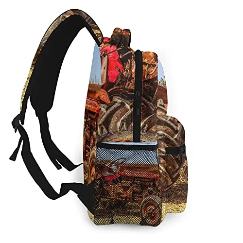 Multi leisure backpack,Red Old Tractor Design, travel sports School bag for adult youth College Students