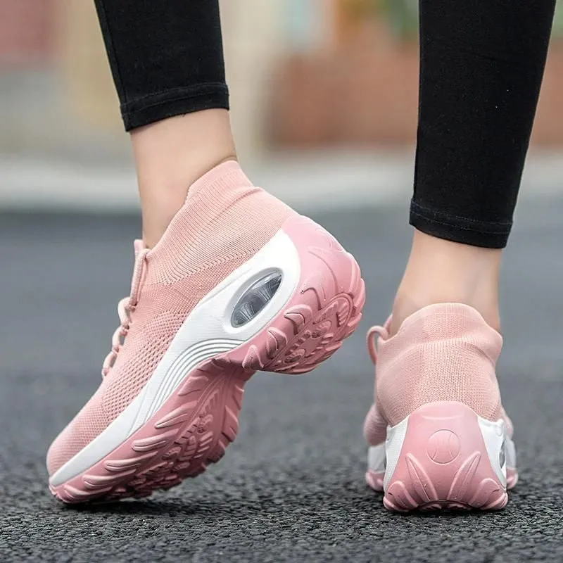 Nanccy Lace Up Walking Running Shoes Platform Sneakers