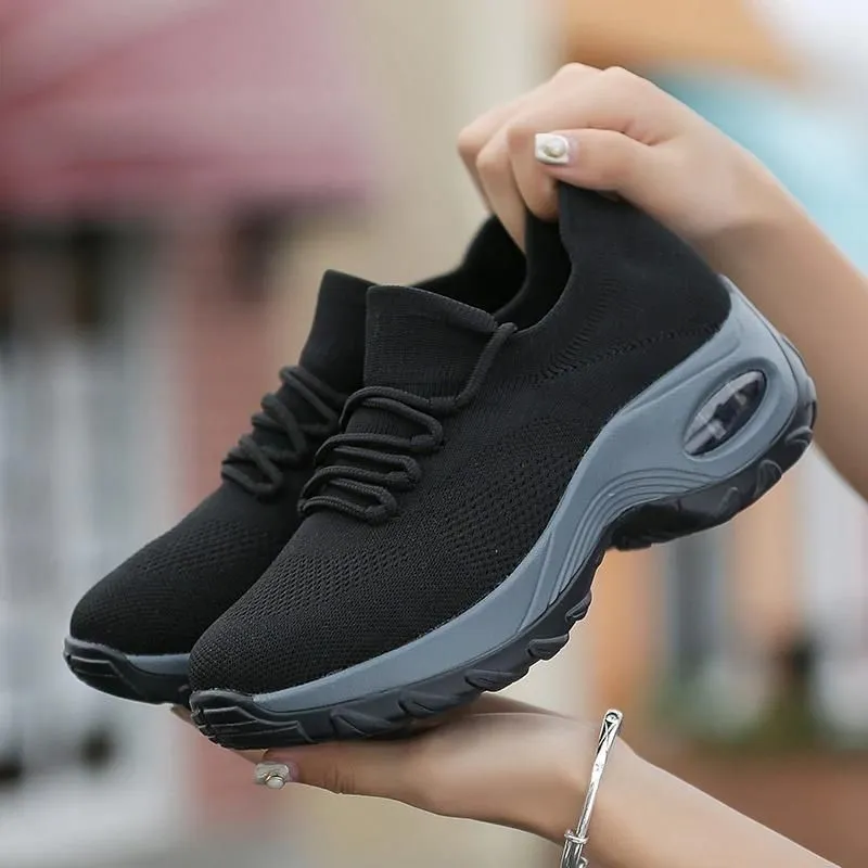 Nanccy Lace Up Walking Running Shoes Platform Sneakers