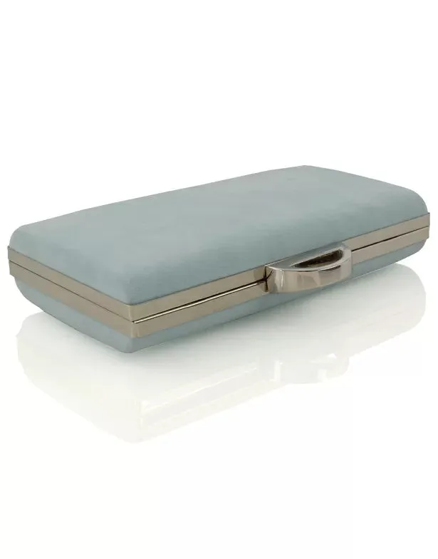 NEVE EVENING PURSE DETACHABLE SHOULDER STRAP CLUTCH BAG IN PASTEL BLUE FAUX SUEDE
