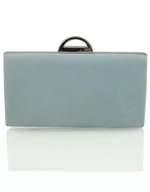 NEVE EVENING PURSE DETACHABLE SHOULDER STRAP CLUTCH BAG IN PASTEL BLUE FAUX SUEDE