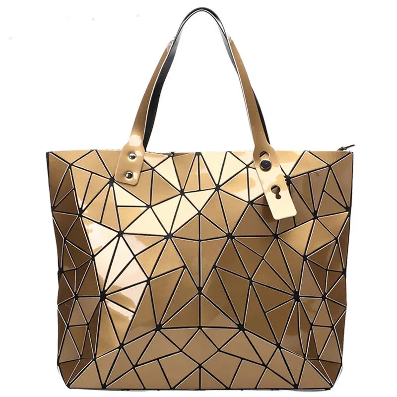 New Gold Handbags for Women: Summer Large Tote Bag, Ladies Geometric Messenger Shoulder Bag, Beach Luxury Designer in Silver.