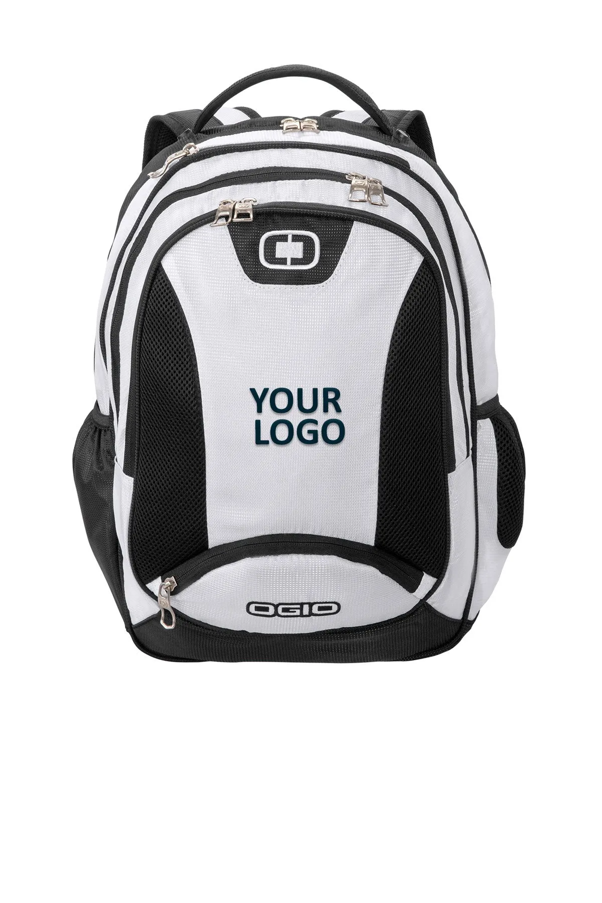 OGIO Bullion Customzied Backpacks, White/Black/Silver