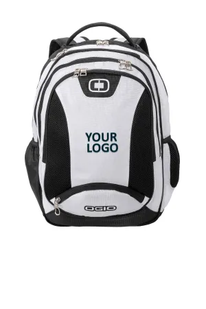 OGIO Bullion Customzied Backpacks, White/Black/Silver