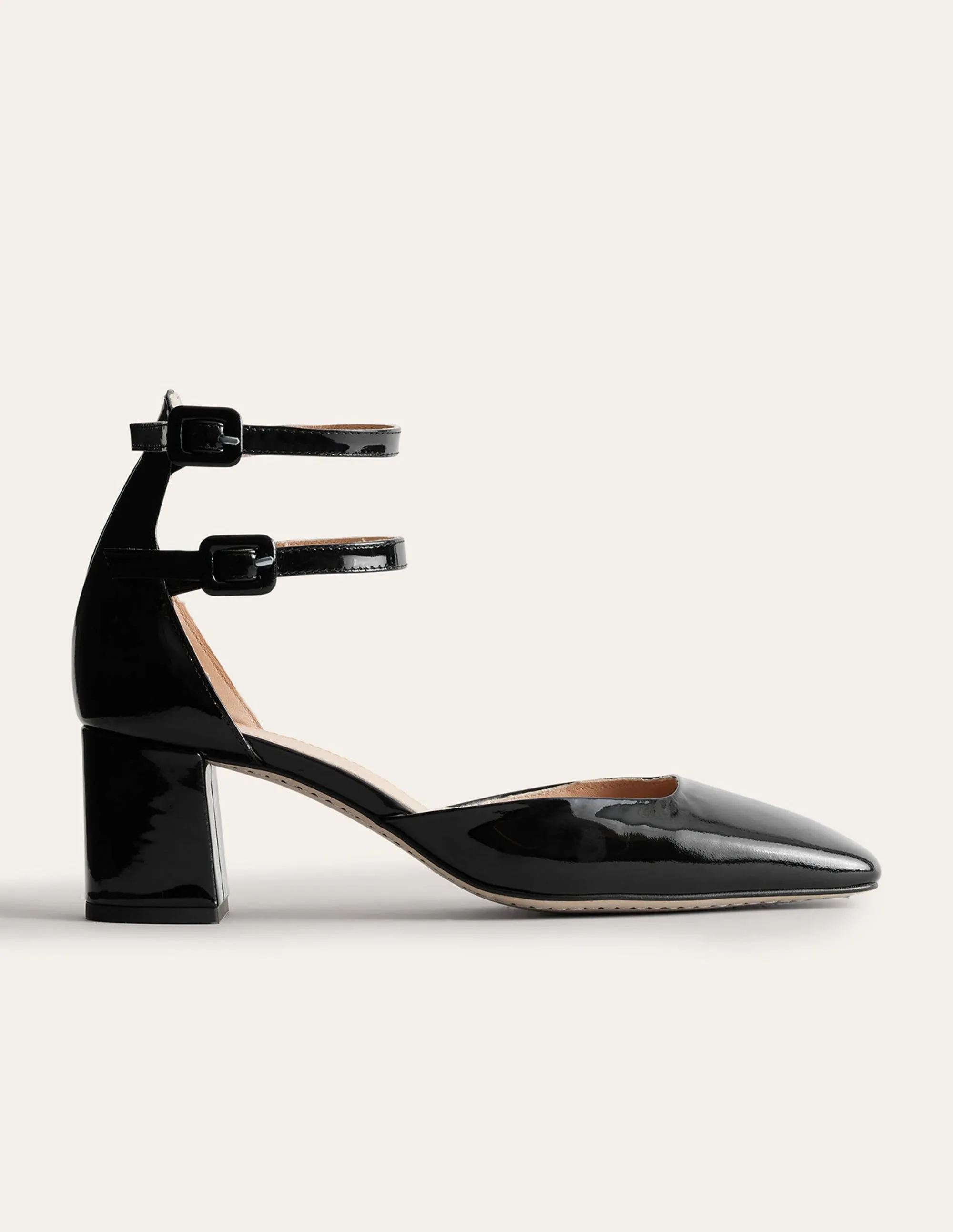 Patent Leather Block Heels-Black