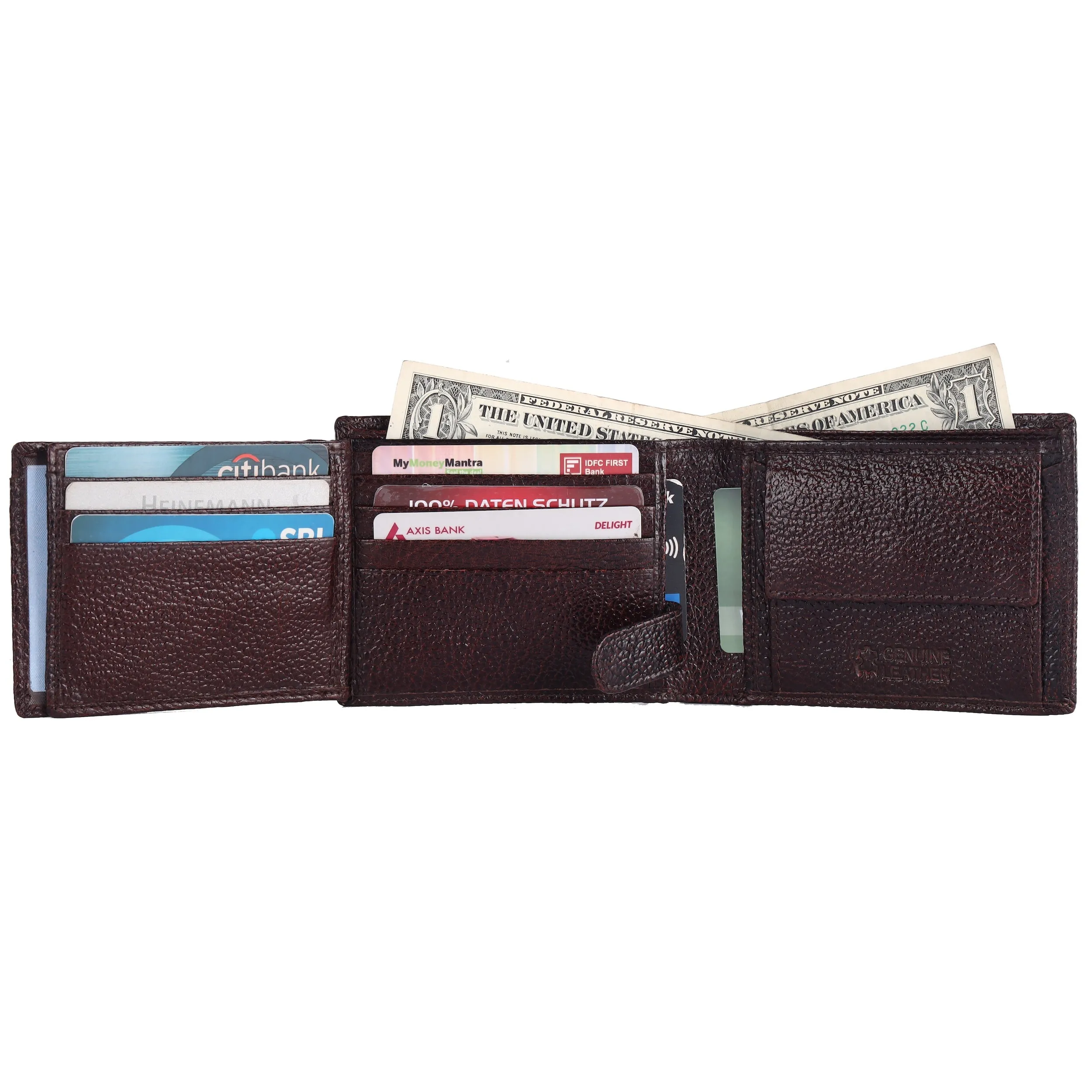 Pebble Texture 16 Card Billfold Coin Pocket Wallet #1013C
