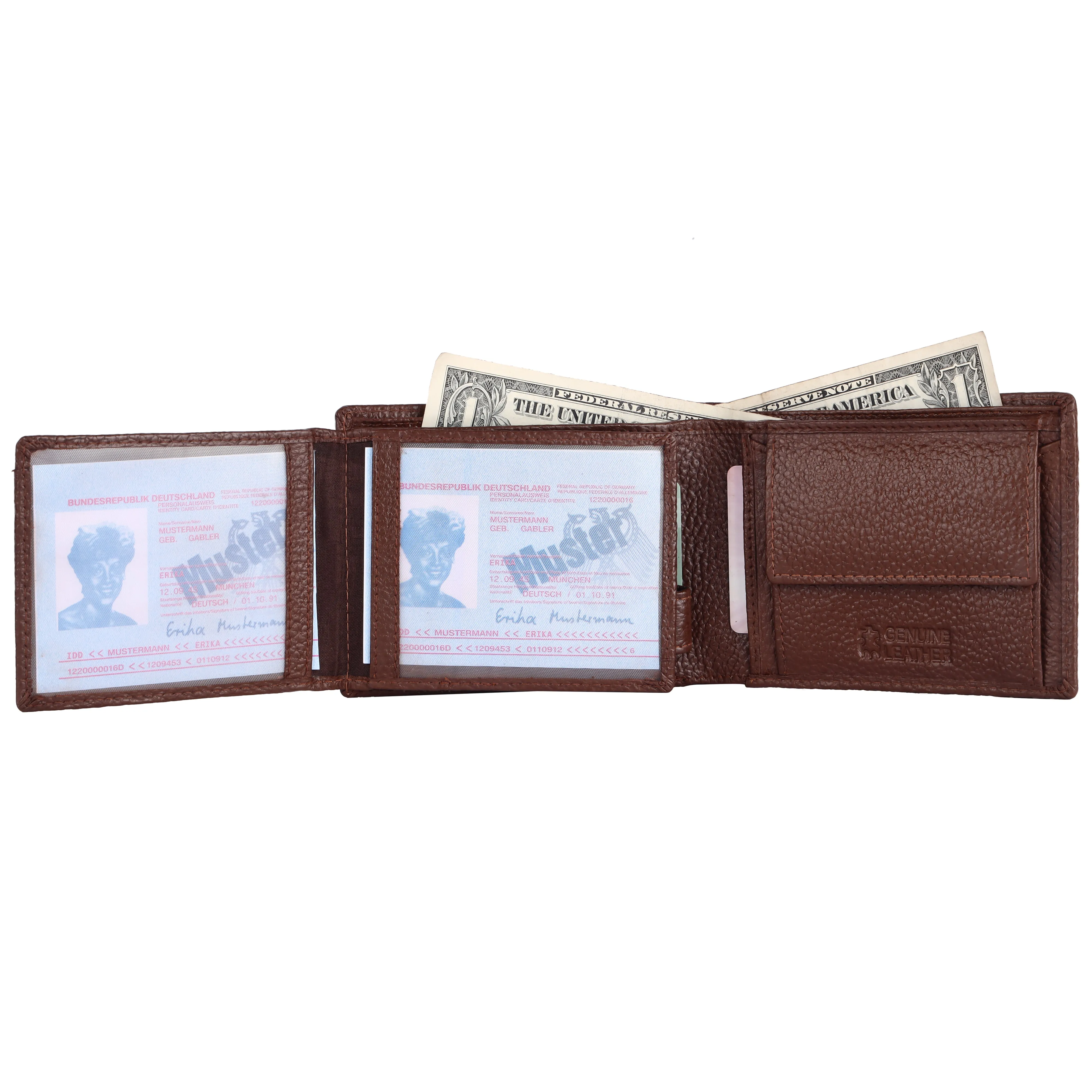 Pebble Texture 16 Card Billfold Coin Pocket Wallet #1013C