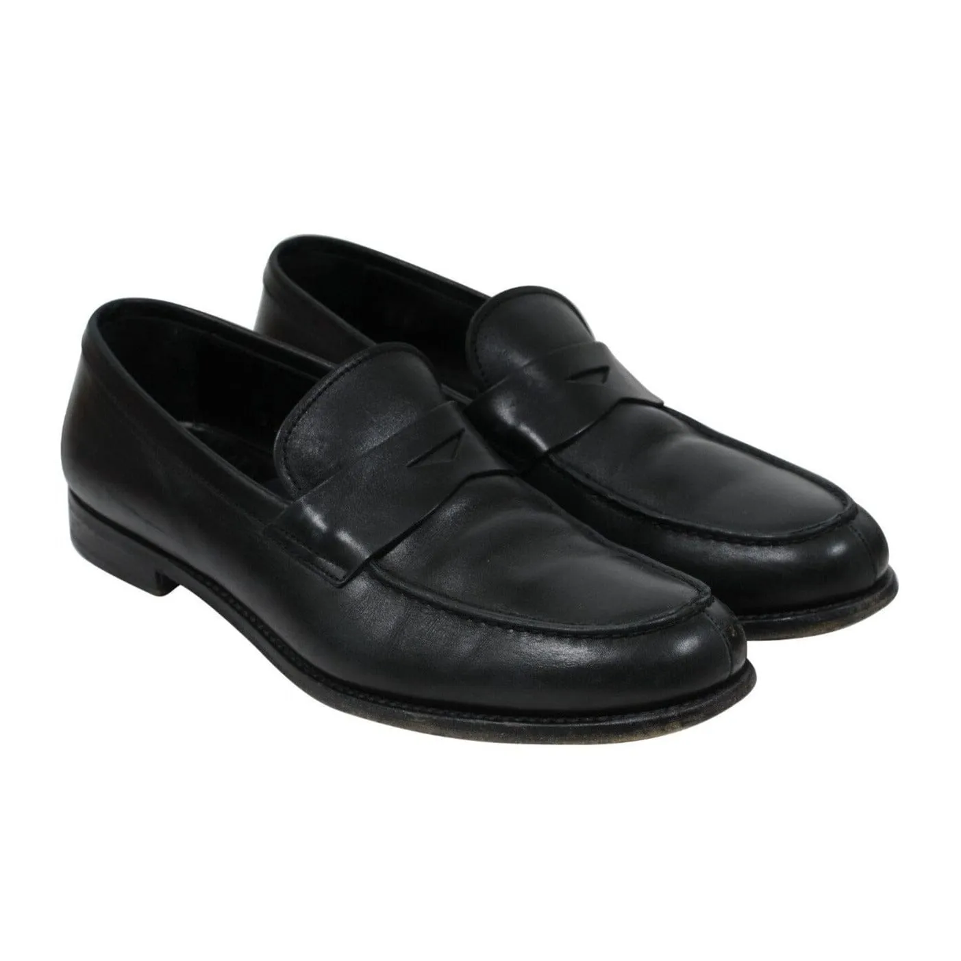Penny Loafers Size US 10 UK 9 Black Leather Slip On Moccasin Shoes
