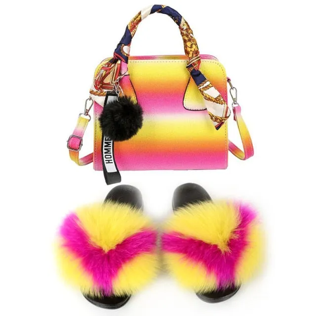 PRETTY BOUJEE SET - SLIDES/SHOE & BAG - MULTI COLOR