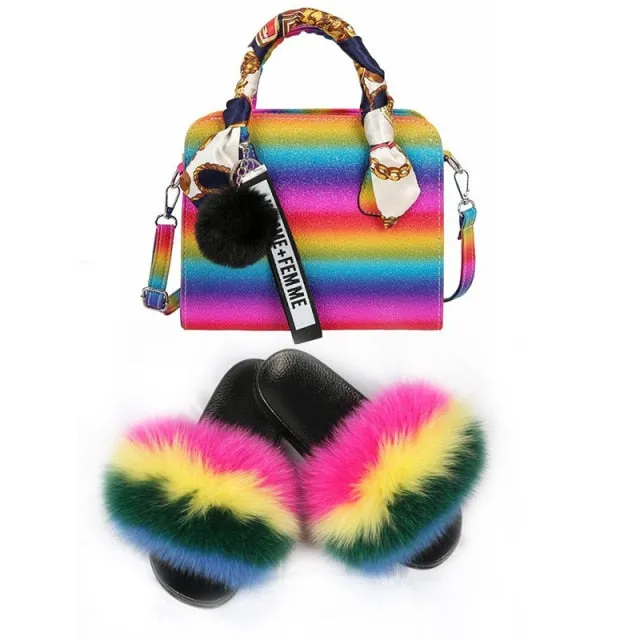 PRETTY BOUJEE SET - SLIDES/SHOE & BAG - MULTI COLOR