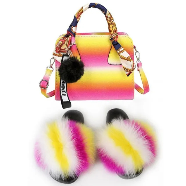PRETTY BOUJEE SET - SLIDES/SHOE & BAG - MULTI COLOR