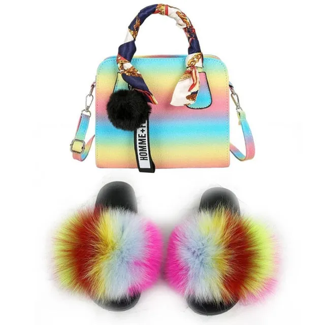 PRETTY BOUJEE SET - SLIDES/SHOE & BAG - MULTI COLOR