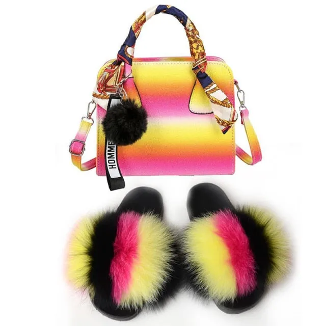 PRETTY BOUJEE SET - SLIDES/SHOE & BAG - MULTI COLOR