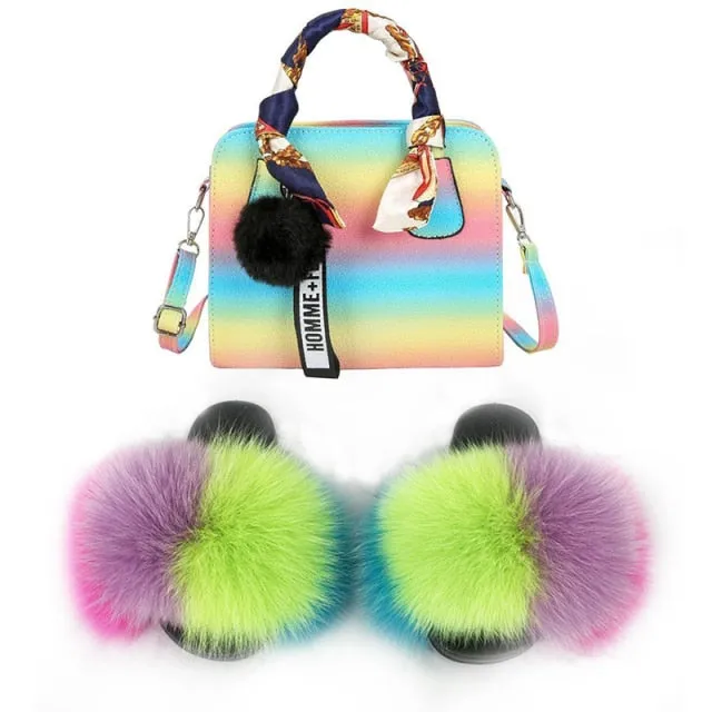 PRETTY BOUJEE SET - SLIDES/SHOE & BAG - MULTI COLOR