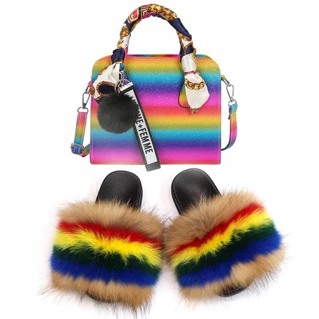PRETTY BOUJEE SET - SLIDES/SHOE & BAG - MULTI COLOR