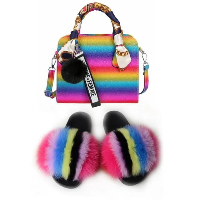 PRETTY BOUJEE SET - SLIDES/SHOE & BAG - MULTI COLOR
