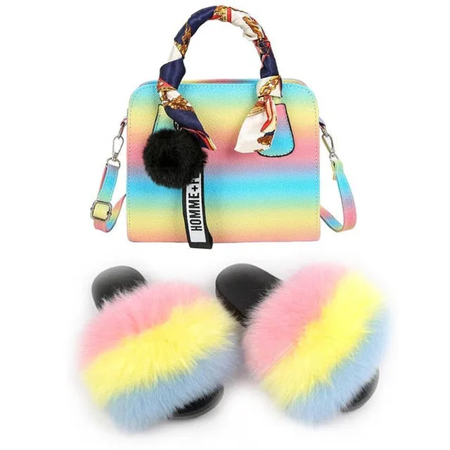 PRETTY BOUJEE SET - SLIDES/SHOE & BAG - MULTI COLOR