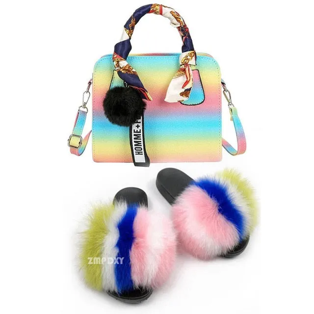 PRETTY BOUJEE SET - SLIDES/SHOE & BAG - MULTI COLOR