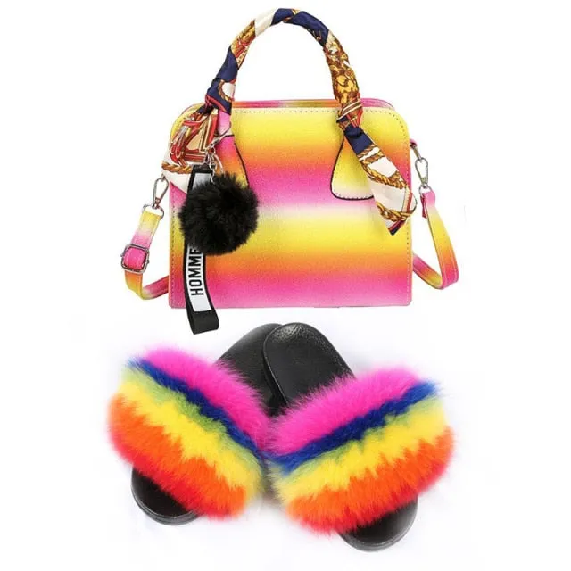 PRETTY BOUJEE SET - SLIDES/SHOE & BAG - MULTI COLOR