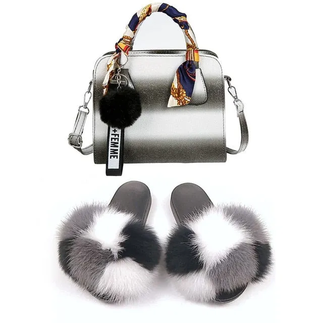 PRETTY BOUJEE SET - SLIDES/SHOE & BAG - MULTI COLOR